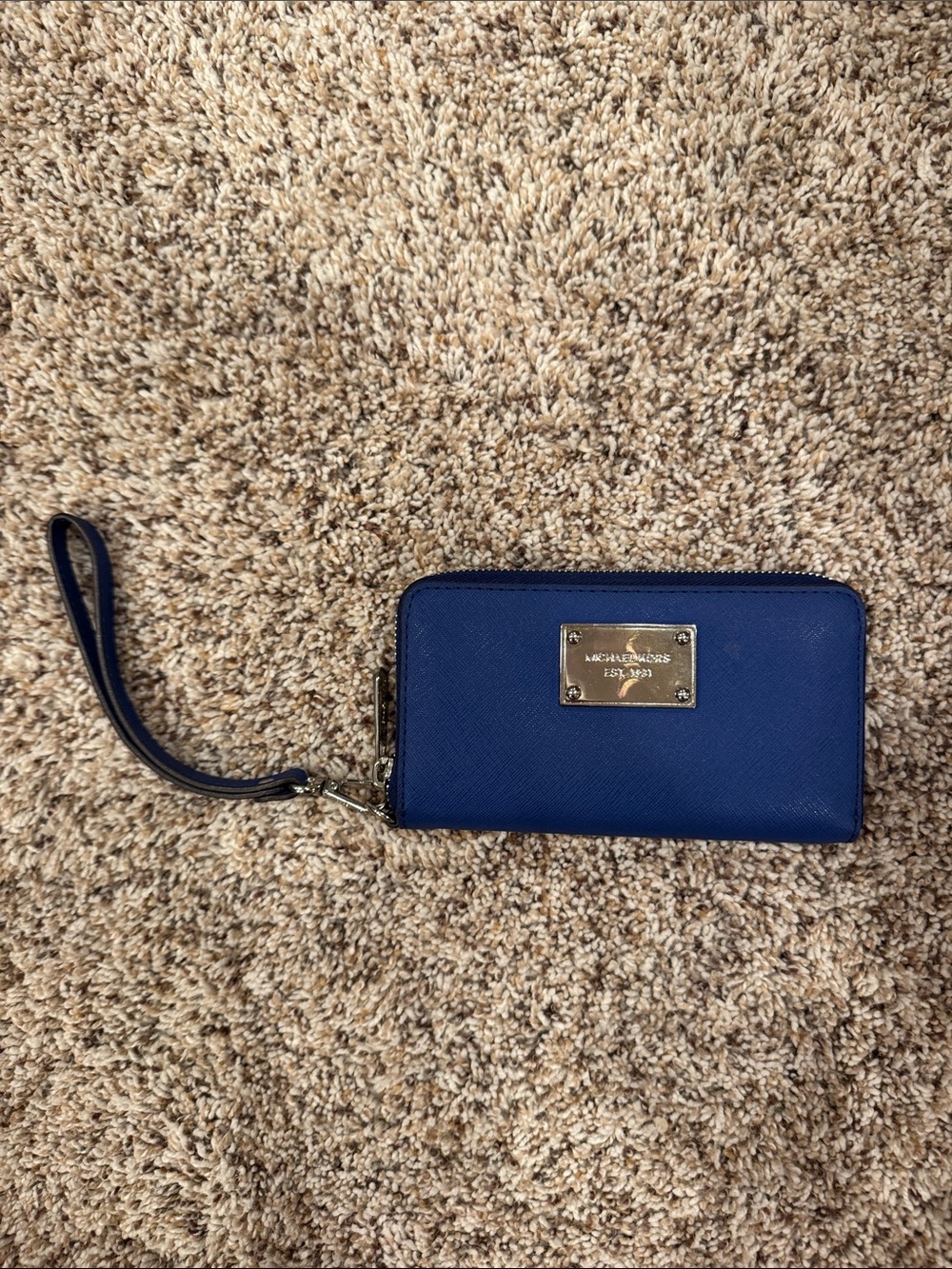 Michael Kors Royal Blue Saffiano Zip Wristlet